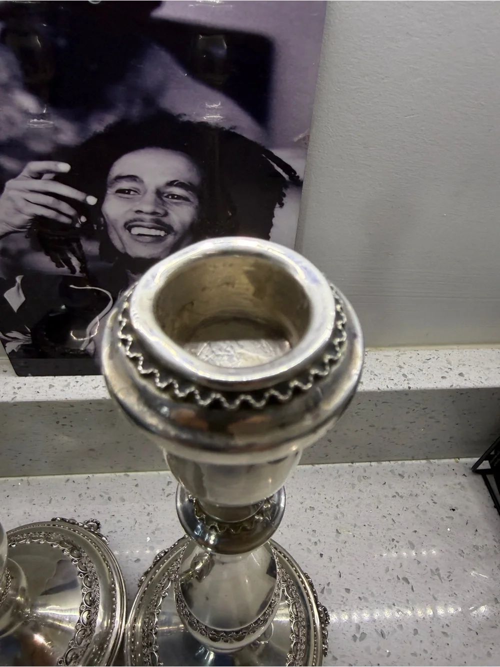 Tall Sterling Silver Decorative shabbbat Candlesticks filigree